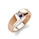 3 - Ethan 3.00 mm Round Forever Brilliant Moissanite and Blue Sapphire 2 Stone Men Wedding Ring 