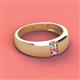 2 - Ethan 3.00 mm Round Forever Brilliant Moissanite and Pink Sapphire 2 Stone Men Wedding Ring 