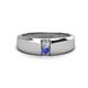 1 - Ethan 3.00 mm Round Forever Brilliant Moissanite and Tanzanite 2 Stone Men Wedding Ring 