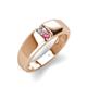 3 - Ethan 3.00 mm Round Forever Brilliant Moissanite and Pink Tourmaline 2 Stone Men Wedding Ring 