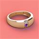 2 - Ethan 3.00 mm Round Forever Brilliant Moissanite and Amethyst 2 Stone Men Wedding Ring 