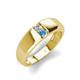 3 - Ethan 3.00 mm Round Forever Brilliant Moissanite and Blue Topaz 2 Stone Men Wedding Ring 