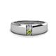 1 - Ethan 3.00 mm Round Forever Brilliant Moissanite and Peridot 2 Stone Men Wedding Ring 