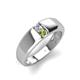 3 - Ethan 3.00 mm Round Forever Brilliant Moissanite and Peridot 2 Stone Men Wedding Ring 