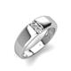3 - Ethan 3.00 mm Round Forever Brilliant Moissanite and White Sapphire 2 Stone Men Wedding Ring 