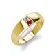 3 - Ethan 3.00 mm Round Forever Brilliant Moissanite and Ruby 2 Stone Men Wedding Ring 