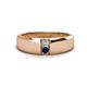 1 - Ethan 3.00 mm Round Forever One Moissanite and Blue Sapphire 2 Stone Men Wedding Ring 