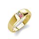 3 - Ethan 3.00 mm Round Forever One Moissanite and Pink Tourmaline 2 Stone Men Wedding Ring 