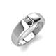 3 - Ethan 3.00 mm Round Forever Brilliant Moissanite and Black Diamond 2 Stone Men Wedding Ring 