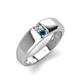 3 - Ethan 3.00 mm Round Forever Brilliant Moissanite and Blue Diamond 2 Stone Men Wedding Ring 