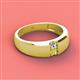 2 - Ethan 3.00 mm Round Forever Brilliant Moissanite and Yellow Diamond 2 Stone Men Wedding Ring 