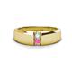 1 - Ethan 3.00 mm Round Opal and Pink Sapphire 2 Stone Men Wedding Ring 