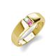 3 - Ethan 3.00 mm Round Opal and Pink Sapphire 2 Stone Men Wedding Ring 