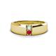 1 - Ethan 3.00 mm Round Opal and Ruby 2 Stone Men Wedding Ring 