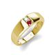 3 - Ethan 3.00 mm Round Opal and Ruby 2 Stone Men Wedding Ring 