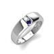 3 - Ethan 3.00 mm Round Opal and Blue Sapphire 2 Stone Men Wedding Ring 