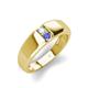 3 - Ethan 3.00 mm Round Opal and Tanzanite 2 Stone Men Wedding Ring 