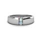 1 - Ethan 3.00 mm Round Opal and Aquamarine 2 Stone Men Wedding Ring 