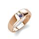 3 - Ethan 3.00 mm Round Opal and Iolite 2 Stone Men Wedding Ring 