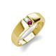 3 - Ethan 3.00 mm Round Opal and Rhodolite Garnet 2 Stone Men Wedding Ring 