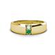 1 - Ethan 3.00 mm Round Opal and Emerald 2 Stone Men Wedding Ring 