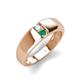3 - Ethan 3.00 mm Round Opal and Emerald 2 Stone Men Wedding Ring 
