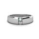 1 - Ethan 3.00 mm Round Opal and Lab Grown Diamond 2 Stone Men Wedding Ring 
