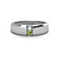 1 - Ethan 3.00 mm Round Opal and Peridot 2 Stone Men Wedding Ring 