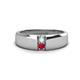 1 - Ethan 3.00 mm Round Opal and Ruby 2 Stone Men Wedding Ring 