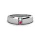 1 - Ethan 3.00 mm Round Opal and Pink Tourmaline 2 Stone Men Wedding Ring 
