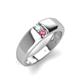 3 - Ethan 3.00 mm Round Opal and Pink Tourmaline 2 Stone Men Wedding Ring 
