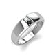 3 - Ethan 3.00 mm Round Opal and Black Diamond 2 Stone Men Wedding Ring 