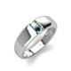 3 - Ethan 3.00 mm Round Opal and Blue Diamond 2 Stone Men Wedding Ring 