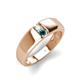 3 - Ethan 3.00 mm Round Opal and Blue Diamond 2 Stone Men Wedding Ring 