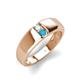 3 - Ethan 3.00 mm Round Opal and Turquoise 2 Stone Men Wedding Ring 