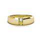 1 - Ethan 3.00 mm Round Opal and Yellow Diamond 2 Stone Men Wedding Ring 