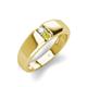 3 - Ethan 3.00 mm Round Opal and Yellow Diamond 2 Stone Men Wedding Ring 