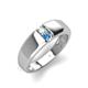 3 - Ethan 3.00 mm Round Opal and Blue Topaz 2 Stone Men Wedding Ring 