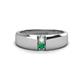 1 - Ethan 3.00 mm Round Opal and Emerald 2 Stone Men Wedding Ring 