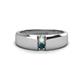 1 - Ethan 3.00 mm Round Opal and London Blue Topaz 2 Stone Men Wedding Ring 