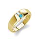 3 - Ethan 3.00 mm Round Opal and Turquoise 2 Stone Men Wedding Ring 