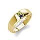 3 - Ethan 3.00 mm Round Peridot and Blue Sapphire 2 Stone Men Wedding Ring 