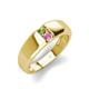 3 - Ethan 3.00 mm Round Peridot and Pink Sapphire 2 Stone Men Wedding Ring 