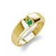 3 - Ethan 3.00 mm Round Peridot and Emerald 2 Stone Men Wedding Ring 