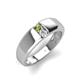 3 - Ethan 3.00 mm Round Peridot and White Sapphire 2 Stone Men Wedding Ring 