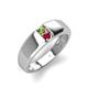 3 - Ethan 3.00 mm Round Peridot and Ruby 2 Stone Men Wedding Ring 