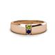 1 - Ethan 3.00 mm Round Peridot and Blue Sapphire 2 Stone Men Wedding Ring 