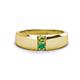 1 - Ethan 3.00 mm Round Peridot and Emerald 2 Stone Men Wedding Ring 