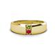 1 - Ethan 3.00 mm Round Peridot and Ruby 2 Stone Men Wedding Ring 