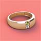 2 - Ethan 3.00 mm Round Peridot and Lab Grown Diamond 2 Stone Men Wedding Ring 